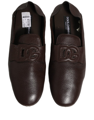 Brown Deerskin Leather Driver Loafers Shoes