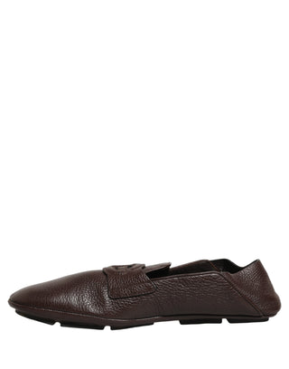 Brown Deerskin Leather Driver Loafers Shoes