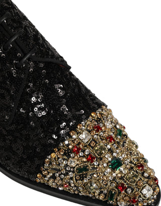 Black Sequin Embellished Men Derby Dress Shoes