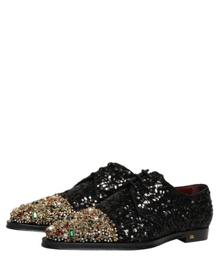Black Sequin Embellished Men Derby Dress Shoes