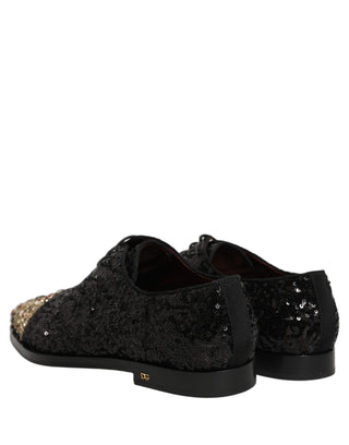 Black Sequin Embellished Men Derby Dress Shoes