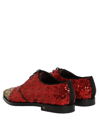 Red Sequin Embellished Men Derby Dress Shoes