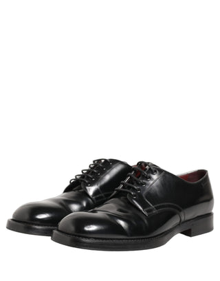Zapatos formales derby de cuero negro con cordones  