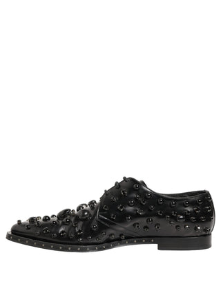 Black Leather Studded Men Formal Derby Shoes