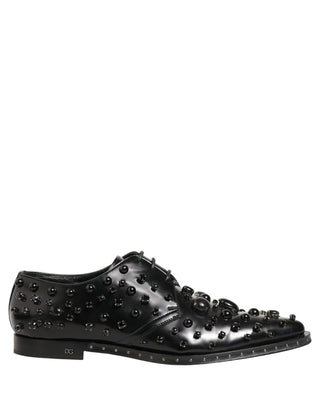 Black Leather Studded Men Formal Derby Shoes