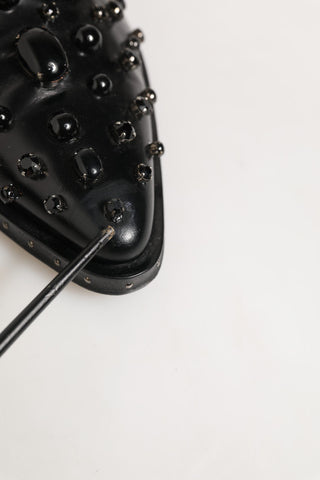 Black Leather Studded Men Formal Derby Shoes