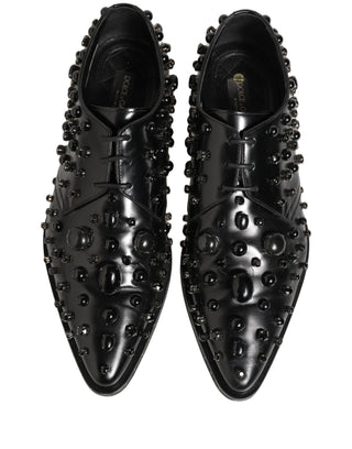 Black Leather Studded Men Formal Derby Shoes