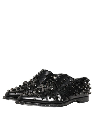 Black Leather Studded Men Formal Derby Shoes
