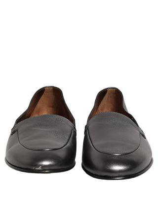 Silver Leather DG Logo Slip On Loafers Shoes