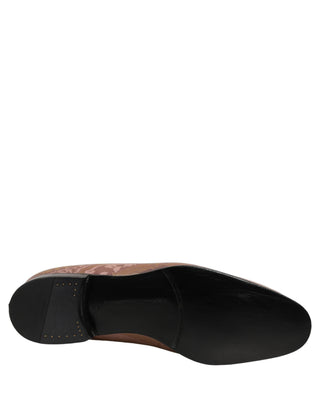 Pink Brocade Men Slip On Dress Loafers Shoes