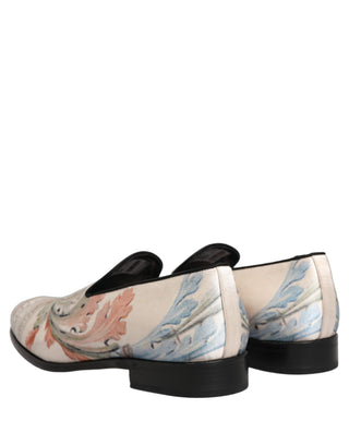White Floral Vase Slip On Dress Loafers Shoes