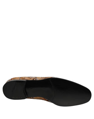 Gold Brocade Baroque Men Loafers Shoes