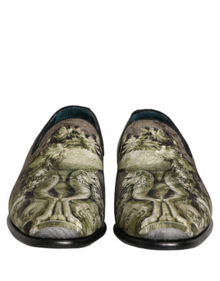 Brown Baroque Print Slip On Loafers Shoes