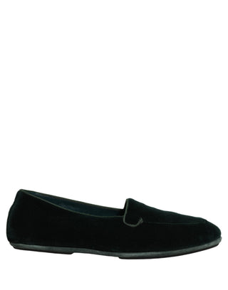 Mocasines planos verdes de terciopelo para hombre sin cordones