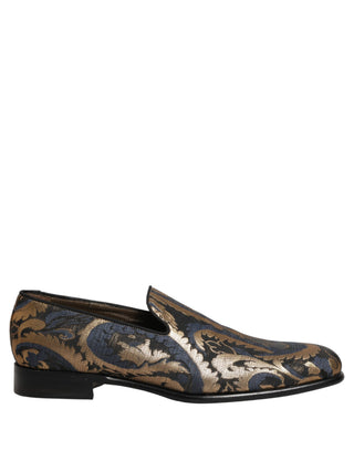 Mocasines de brocado azul para hombre sin cordones