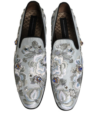 White Floral Embellished Men Loafers  Shoes