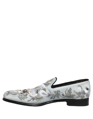White Floral Embellished Men Loafers  Shoes
