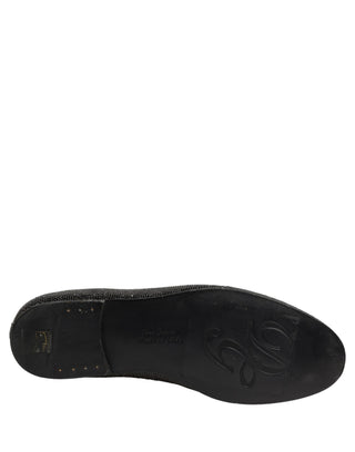Black Crystal Embellished Men Loafers Shoes