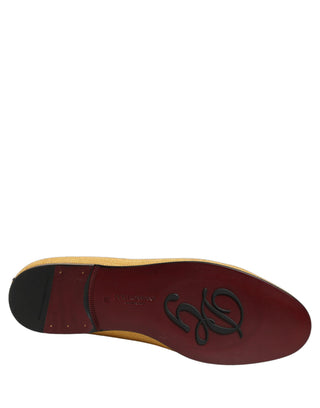 Yellow Woven Men Slip On Dress Loafers Shoes