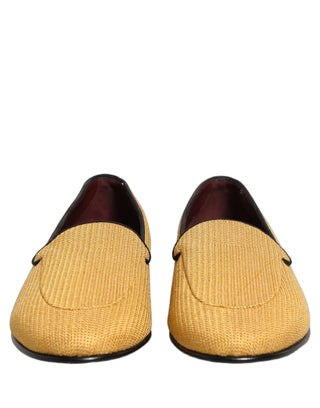 Yellow Woven Men Slip On Dress Loafers Shoes