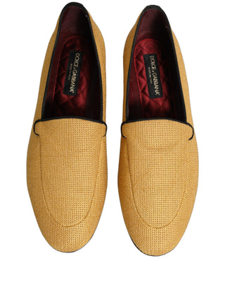 Yellow Woven Men Slip On Dress Loafers Shoes