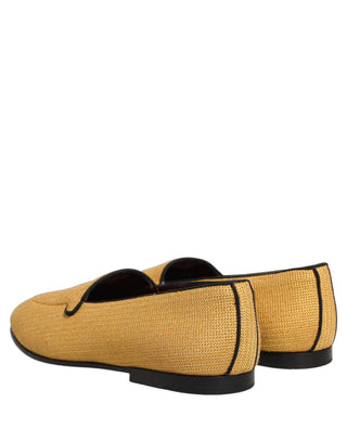 Yellow Woven Men Slip On Dress Loafers Shoes