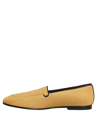 Yellow Woven Men Slip On Dress Loafers Shoes
