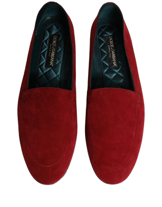 Red Suede Logo Slip On Flats Loafers Shoes