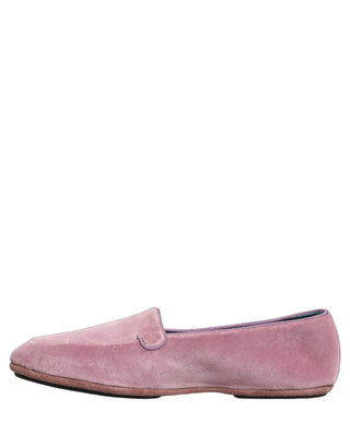 Pink Velvet Slip On Men Flats Loafers Shoes
