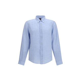 Camisa de vestir de lino azul