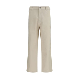 Beige Cotton Casual Pants