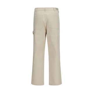 Beige Cotton Casual Pants