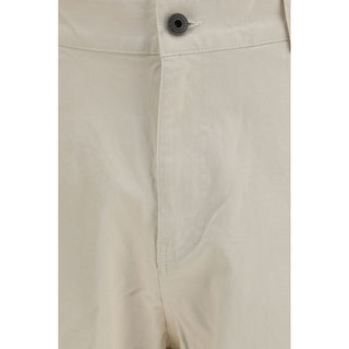 Beige Cotton Casual Pants