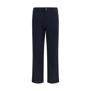 Blue Cotton Casual Pants