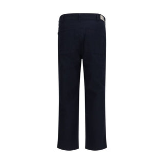 Blue Cotton Casual Pants