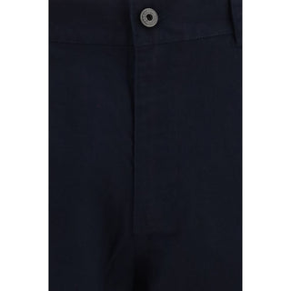 Blue Cotton Casual Pants
