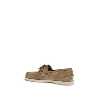 Beige Calf Leather Bos Taurus Slip-On Loafers