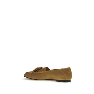 Beige Calf Leather Bos Taurus Slip-On Loafers