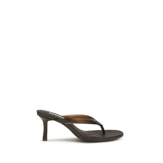 Brown Rubber Stiletto Heel Sandals
