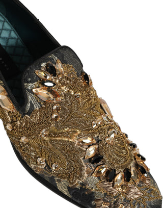 Black Velvet Embellished Dress Loafers Shoes