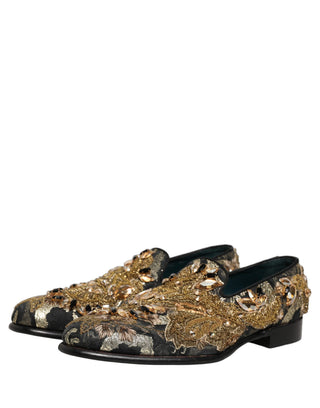 Black Velvet Embellished Dress Loafers Shoes