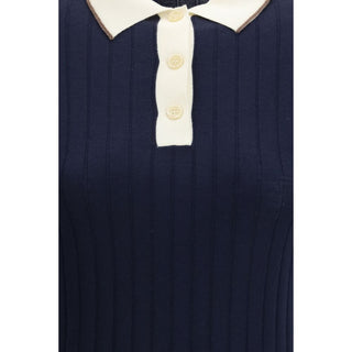 Blue Wool Oves Aries Polo Shirt