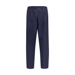 Blue Cotton Casual Pants