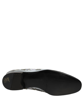 White Floral Embellished Men Loafers Shoes