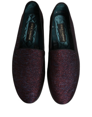 Maroon Glitter Lurex Logo Dress Loafers Shoes
