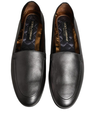 Silver Leather DG Logo Slip On Loafers Shoes