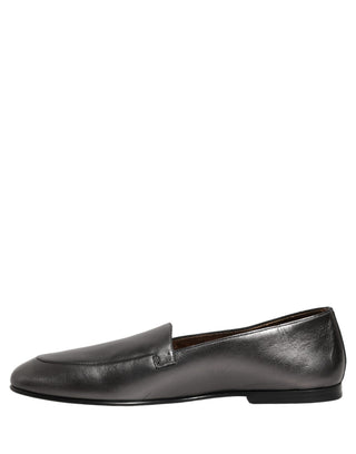 Silver Leather DG Logo Slip On Loafers Shoes