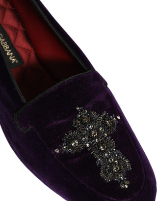 Violet Suede Embellished Dress Loafers Shoes