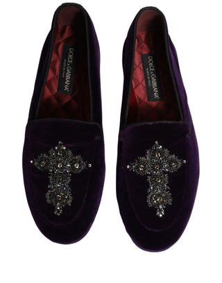 Violet Suede Embellished Dress Loafers Shoes