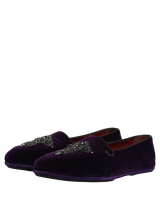 Violet Suede Embellished Dress Loafers Shoes